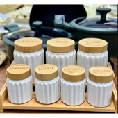 7'li Bambu Kapak Standlı Baharat Seti thumbnail 3