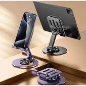 Mor 360° Dönebilir Kompakt Masaüstü Metal Telefon Tutucu - 3