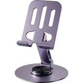 Mor 360° Dönebilir Kompakt Masaüstü Metal Telefon Tutucu - 5