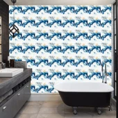 Decohandy 30x30 Cm Pvc Duvar Karosu 4'lü Paket - Mavi Desen - 2