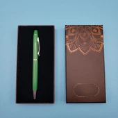 Mandala Desenli Kutulu Yeşil Touchpen Tükenmez Kalem - 1