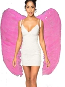 Mega Boy Pembe Renk Tüylü Melek Kanadı thumbnail 1