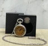 Özel Kutulu Camlı Gümüş Köstekli Saat thumbnail 1