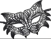 Siyah Renk Kedi Model Dantel İşleme Parti Maskesi thumbnail 3