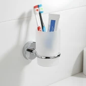 Duvara Monte Vidalı Krom Kaplama Plastik Hazneli Tekli Diş Fırçalık Tutucu Vida ve Dübel Dahil thumbnail 2