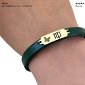 14 Ayar Altın Plakalı Doğum Ayına Özel Doğal Yeşil Derili Kelebek Figürlü Hediye Bileklik-650 thumbnail 3
