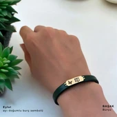 14 Ayar Altın Plakalı Doğum Ayına Özel Doğal Yeşil Derili Kelebek Figürlü Hediye Bileklik-650 thumbnail 2