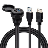 Powermaster PM-12428 USB 3.0 + HDMI 2 Metre Uzatma Kablolu Araç Kontrol Paneli (Gömme Montaj) - 1
