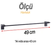 Siyah Metal Uzun Havluluk 49 cm  Duvara Monte Vidalı Lüks Banyo Asma Askı Çubuk Tasarım thumbnail 2