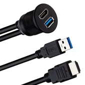 Powermaster PM-12428 USB 3.0 + HDMI 2 Metre Uzatma Kablolu Araç Kontrol Paneli (Gömme Montaj) - 3