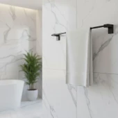 Siyah Metal Uzun Havluluk 49 cm  Duvara Monte Vidalı Lüks Banyo Asma Askı Çubuk Tasarım thumbnail 5