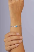 Gümüş Pazarım Aqua Taşlı Kalp Gümüş Su Yolu Bileklik thumbnail 2