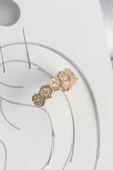 pilelistore Pirinç Gold Renk Zirkon Taşlı Bal Peteği Model Kadın Kıkırdak Küpe - TJ-BKP10582 - 1