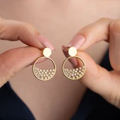 Minimal Tasarımlı Altın Kaplama 925 Ayar Gümüş Halka Küpe thumbnail 2