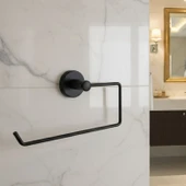 Açık Kağıt Havluluk Mat Siyah Metal Duvara Monte Vidalı Banyo Tuvalet Mutfak Kağıt Havluluk 25 cm thumbnail 4