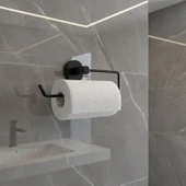 Açık Kağıt Havluluk Mat Siyah Metal Duvara Monte Vidalı Banyo Tuvalet Mutfak Kağıt Havluluk 25 cm thumbnail 3