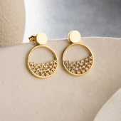 Minimal Tasarımlı Altın Kaplama 925 Ayar Gümüş Halka Küpe thumbnail 3