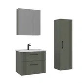 Orka Bari 65 cm Mat Yeşil Banyo Dolabı Takımı ve Boy Dolabı thumbnail 1