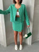 Ceketli etek takım chl kumaş yeşil h24443 - 3