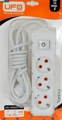 Tekno 3500w { Beyaz } Akım Korumalı Anahtarlı Kablolu (1.5 METRE) Üçlü Grup Priz Beyaz - 1