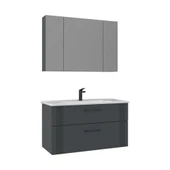 Orka Bari 100 cm Mat Antrasit Banyo Dolabı Alt Modül Lavabo thumbnail 2