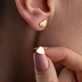 925 Ayar Gümüş Minimal Kalp Küpe thumbnail 5