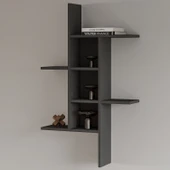 Madagaskar Duvar Rafı – Asimetrik Tasarım, Duvara Monte Dekoratif Kitaplık - Antrasit - 3