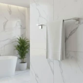 Krom Gümüş Metal Uzun Havluluk 49 cm Duvara Monte Vidalı Lüks Banyo Asma Askı Çubuk Tasarım thumbnail 4