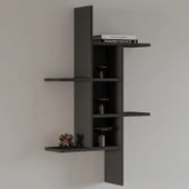 Madagaskar Duvar Rafı – Asimetrik Tasarım, Duvara Monte Dekoratif Kitaplık - Antrasit - 1