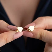 925 Ayar Gümüş Minimal Kalp Küpe thumbnail 2