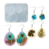 Epoksi Silikon Kalıp Çoklu Anahtarlık Damla Model Delikli Kolye Küpe Kalıbı - 1