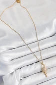 pilelistore 316L Çelik Zirkon Taşlı Kilit Ve Sallantılı Anahtar Model Gold Renk Kadın Kolye - TJ-BKO10353 - 2