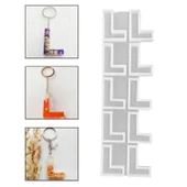 Epoksi Çoklu Silikon Kalıp Düz L Harfi Anahtarlık Reçine Seri Döküm Kalıbı 4 CM 10 Lu thumbnail 1