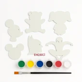 Ehobici Taş Boyama Seti Figürler 6 Renk Akrilik Boya 5ml + Fırça - 1