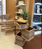 Ahşap Kare Tekerlekli Kahve Sebzelik 3 Katlı Yana Açılır Patates Soğan Sarımsak - 2