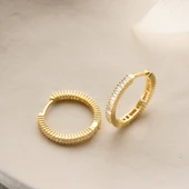 925 Ayar Gümüş Baget Taşlı Halka Küpe thumbnail 4