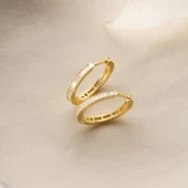 925 Ayar Gümüş Baget Taşlı Halka Küpe thumbnail 6