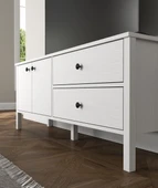 Hunerika Luva 2 çekmece 2 Kapaklı tv ünitesi -Wood Beyaz-Minifiks Bağlantılı - 2