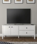 Hunerika Luva 2 çekmece 2 Kapaklı tv ünitesi -Wood Beyaz-Minifiks Bağlantılı - 4