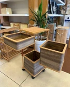 Ahşap Kare Tekerlekli Kahve Sebzelik 3 Katlı Yana Açılır Patates Soğan Sarımsak - 3