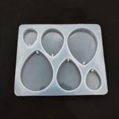 Epoksi Silikon Kalıp Çoklu Anahtarlık Damla Model Delikli Kolye Küpe Kalıbı - 5