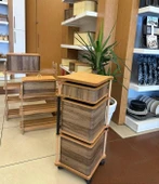 Ahşap Kare Tekerlekli Kahve Sebzelik 3 Katlı Yana Açılır Patates Soğan Sarımsak - 1