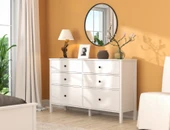 Hunerika Elarin 6 Çekmeceli şifonyer -Wood Beyaz-Minifiks Bağlantılı - 1