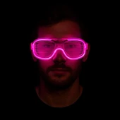 pilelistore Pembe Led Işıklı Parti Gözlüğü - Neon Glow Şerit Gözlük 3 Modlu - 1