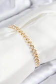 pilelistore Pirinç Zirkon Taşlı Damla Model Gold Renk Asansörlü Kadın Bileklik - TJ-BB7741 - 1