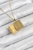 pilelistore 316L Çelik Zirkon Taşlı Açılabilr Kapaklı Kitap Model Gold Renk Kadın Kolye - TJ-BKO10515 - 2