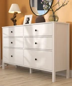 Hunerika Elarin 6 Çekmeceli şifonyer -Wood Beyaz-Minifiks Bağlantılı - 2