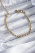 pilelistore 316L Çelik Gold Renk Burgu Zincir Model Kadın Bileklik - TJ-BB5667 - 1