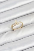 pilelistore Pirinç Gold Renk Kelebek Zirkon Taşlı Kadın Yüzük - TJ-BYK3854 - 1