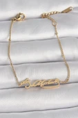 pilelistore 316L Çelik Gold Renk Atatürk İmza Model Kadın Bileklik - TJ-BB6659 - 1